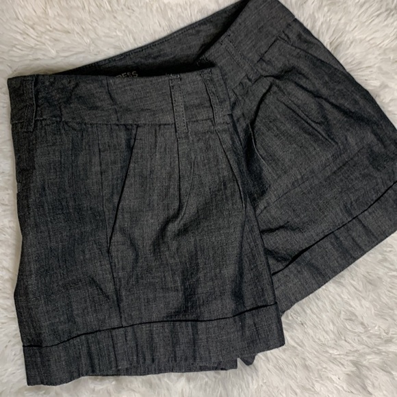 Express Pleat Front Black/ Grayish Shorts - Picture 8 of 12